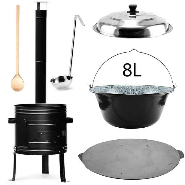 Perfect Home PL-Set-60 Kotlíková souprava 8L, 6ks – kotlina/kotlík/poklice/vařečka/naběračka/deska