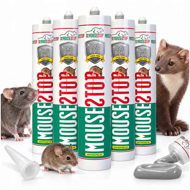 Těsnící hmota MouseStop 5 x 300 ml proti myším a hlodavcům