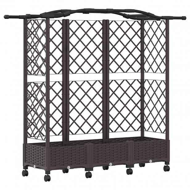 vidaXL Vyvýšený záhon s treláží a střechou Hnědá 163 x 40 x 129 cm PP