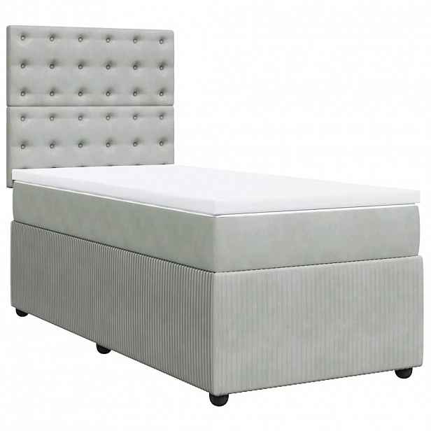 vidaXL Box spring postel s matrací světle šedá 100x200 cm samet