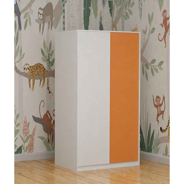 Dvoudveřová šatní skříň 98 cm RORA - bílá / oranžová