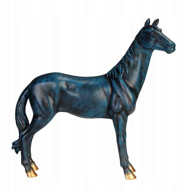 Figurka Kůň Granát Zlatý Velký 35 cm Polyresin Dekorace Ozdoba