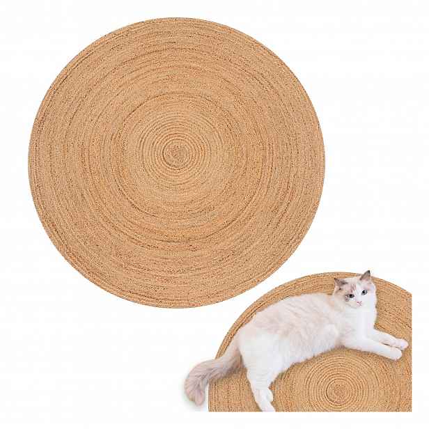 Kulatý Koberec Z Juty 120 CM Z Přírodní Béžové Pleteniny V Boho Stylu