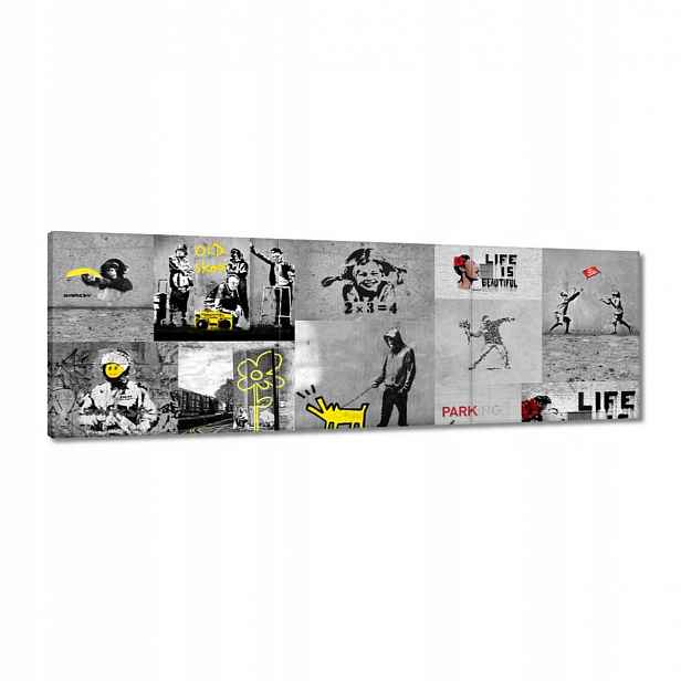 Obrazy 120x40 Banksy Megamiks Koláž