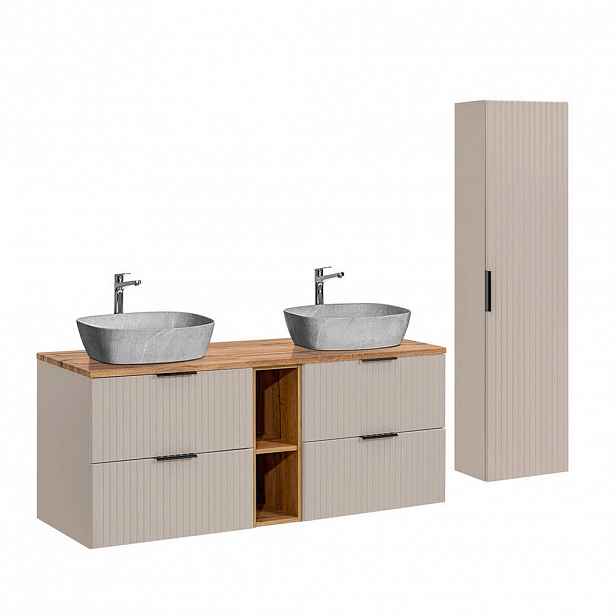 Petits-meubles KOUPELNOVÝ NÁBYTEK 140.8cm Adriel 2er-Set Béžová