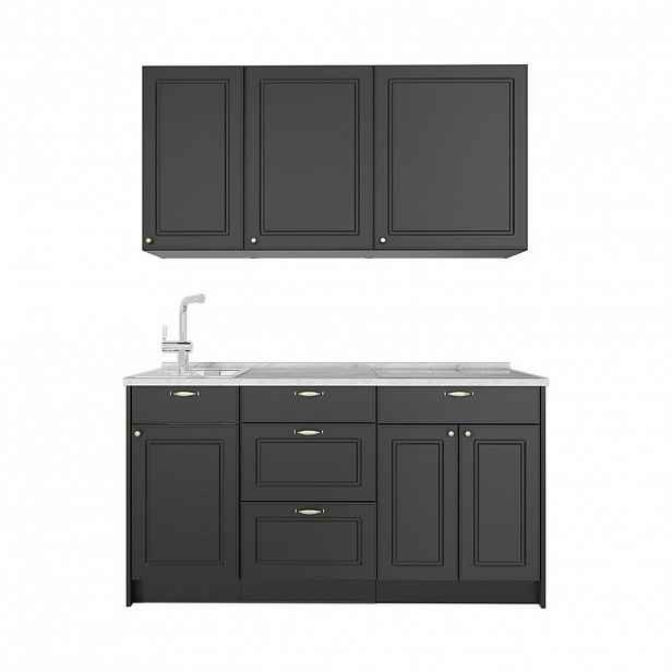 Vicco JEDNOTKOVÁ KUCHYNĚ Fame-Line, Anthrazit-Gold Landhaus/Antracit, 150 cm, PD Mramor