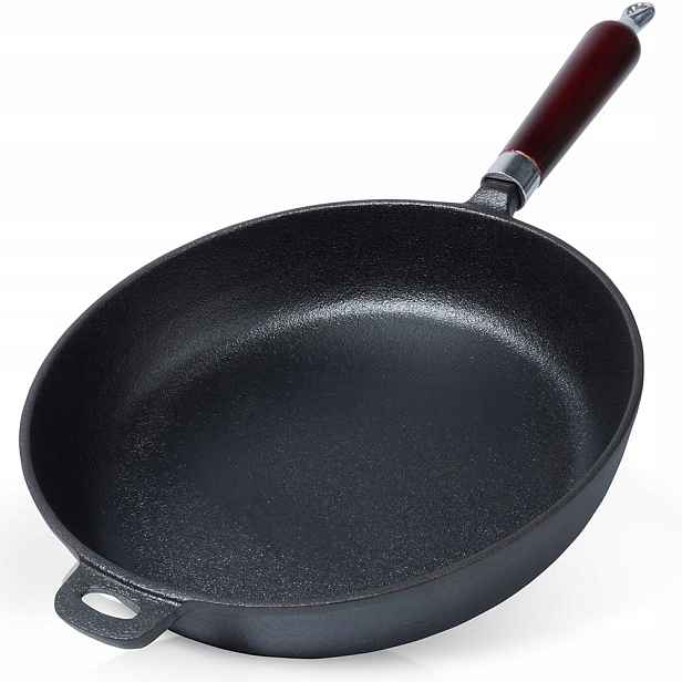 Litinová pánev na plyn, indukční gril na smažení, dušení, talíř 28 cm