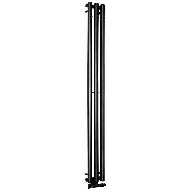 Sapho Pilon - Topné těleso 20x180 cm, 3x háček pro ručník, matná černá IZ128T