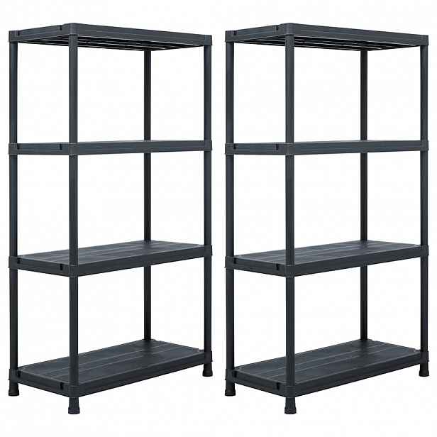 vidaXL Skladové regály 2 ks černé 60 x 30 x 138 cm plastové