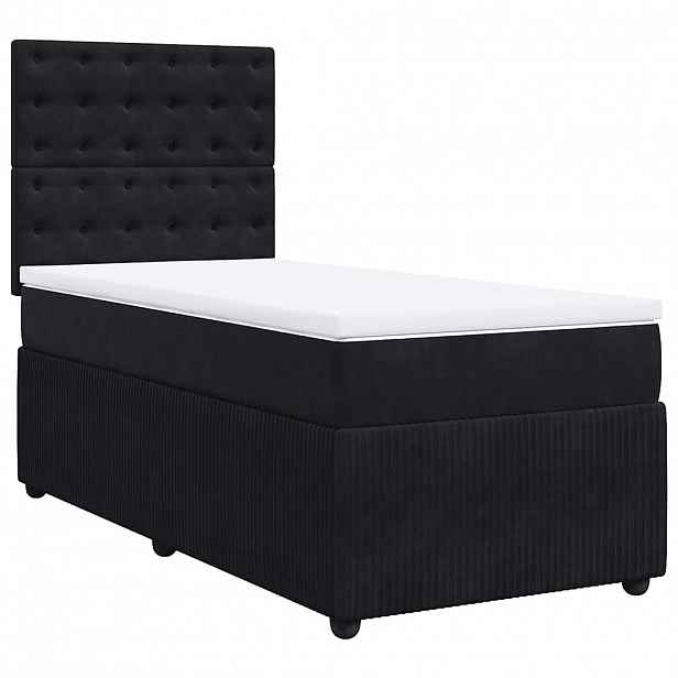 vidaXL Box spring postel s matrací černá 100x200 cm samet