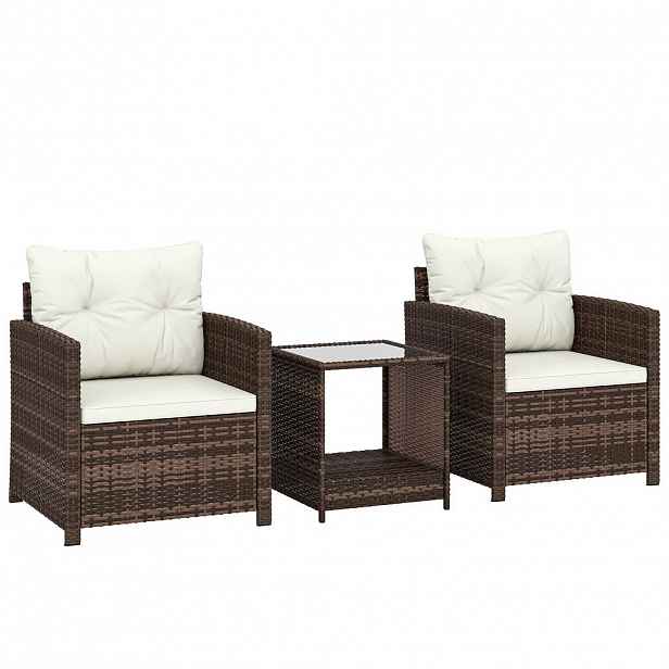 Outsunny BISTRO set 3dílný PE ratan ocel krémově bílý