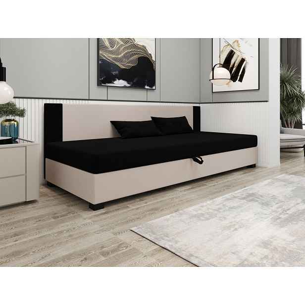 Čalouněná jednolůžková postel 90x195 ARIADNA BIZ 2 - černá / ecru