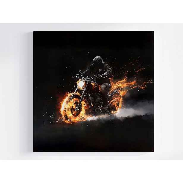 Obraz Na Plátně Canvas Motocykl Oheň Motor Biker Plameny Jízda 50x50