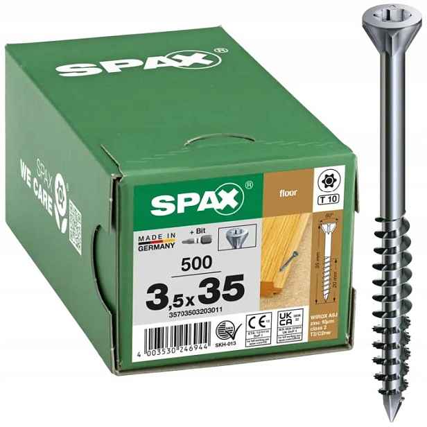 Šroub Na Podlahy 500 Ks 3.5*35MM Pozink Bílý Spax