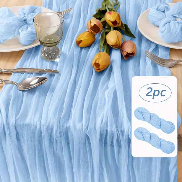 TEMU 2 ks ubrusů na stůl z syřící tkaniny v bohémském stylu, vhodné na svatby, narozeniny, baby showers a večírky, s transparentním designem pro
