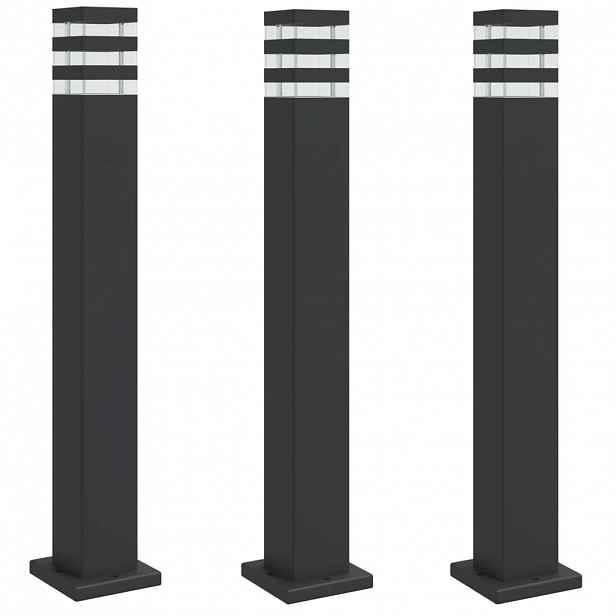 vidaXL Venkovní stojací lampy 3 ks černé 80 cm hliník