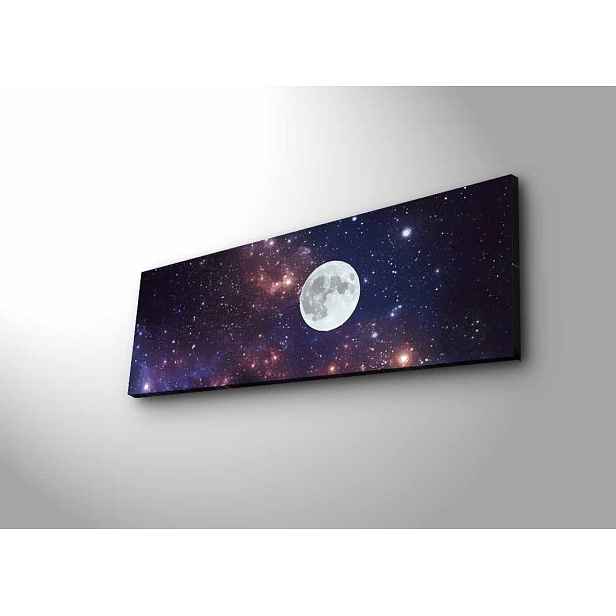 Wallity Obraz s LED osvětlením MĚSÍC NA NOČNÍM NEBI 30 x 90 cm