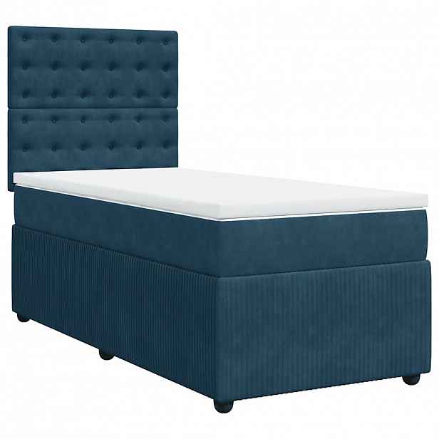vidaXL Box spring postel s matrací tmavě modrá 100x200 cm samet