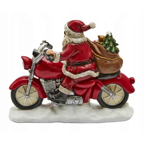 Mikuláš Na Motocyklu Figurka Vánoční Ozdoba 20x25x11cm Jako Dárek