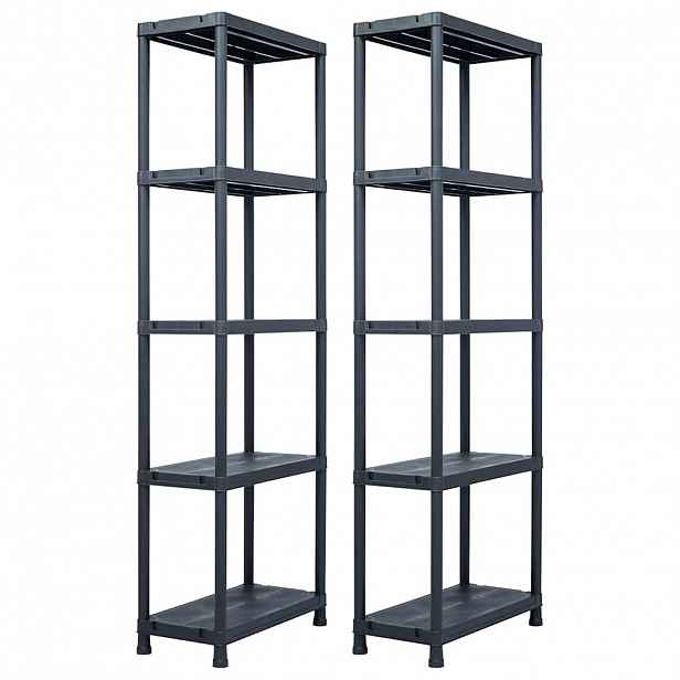 vidaXL Skladové regály 2 ks černé 125 kg 60 x 30 x 180 cm plastové