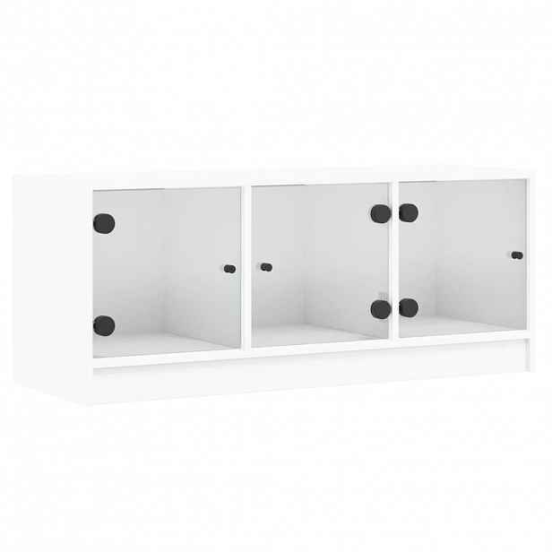 vidaXL TV skříňka se skleněnými dvířky bílá 102x37x42 cm
