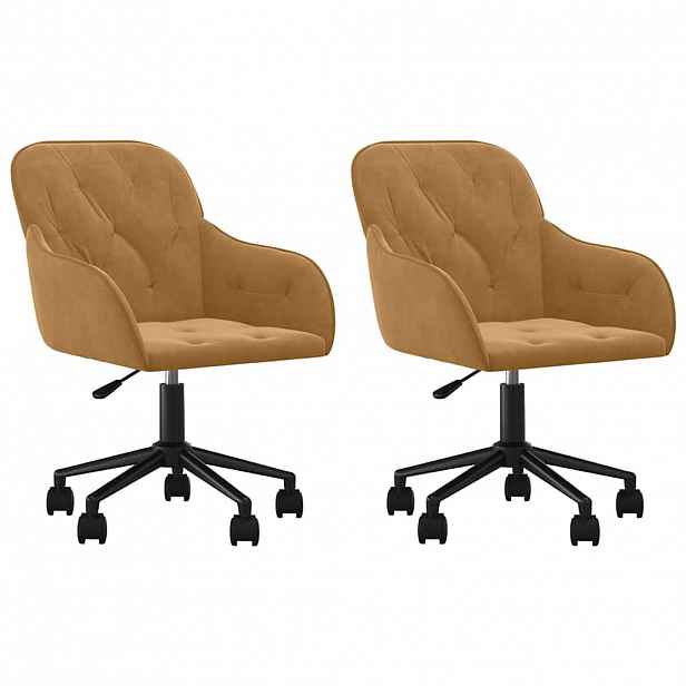 vidaXL Otočné jídelní židle 2 ks hnědé samet