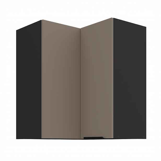 Horní rohová skříňka Aria 60x60 GN-72 2F (90°) Barva korpusu: Černá, Barva dvířek: TA - Sandgrau AFM