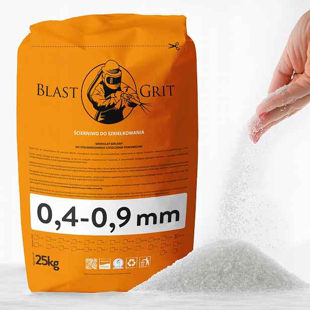Sklo pro tlakové myčky 0,4-0,9 mm Blast Grit na pískování Pzh 25 kg