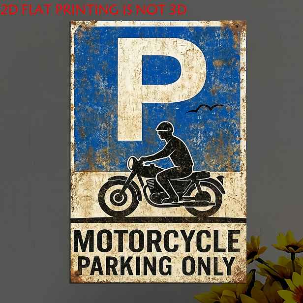 TEMU 2D Plochá, 1 ks Vintage Parkovací Značka pro Motocykly Vhodná pro Nadšence Motocyklů, pro Pánský Kout & Varování na Příjezdové Cestě - Umělá