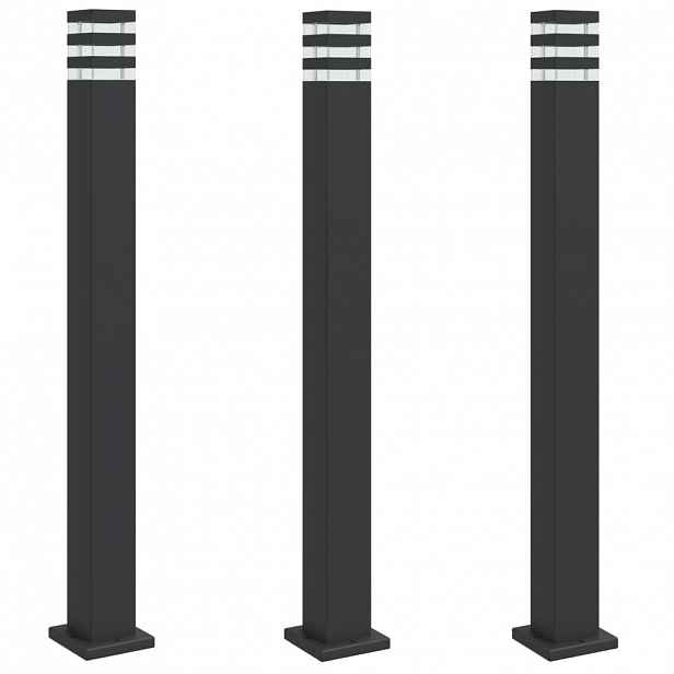 vidaXL Venkovní stojací lampy 3 ks černé 110 cm hliník