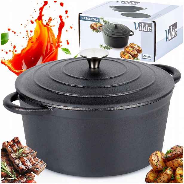 Hrnec s víkem, kotlík, pekáč, pekáč kulatý 24 cm 3,9 l