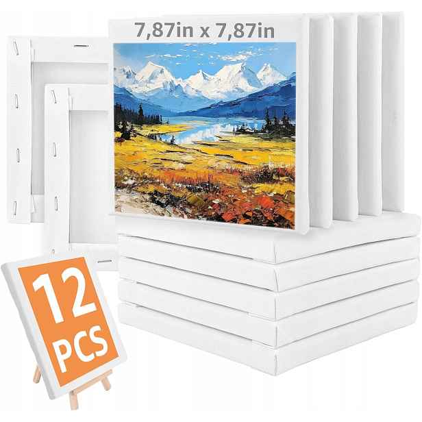 Malířské Plátno Na Rámu 20x20 CM Set 12 Kusů Bavlněné