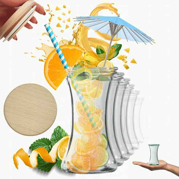 Sklenice Weck 200 Ml pohárek Deli žáruvzdorné dřevěné víko 6 Ks Pevné
