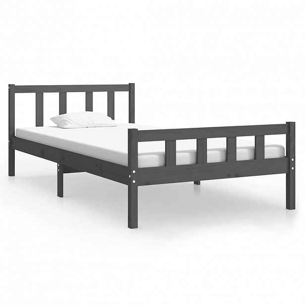 vidaXL Rám postele šedý masivní dřevo 100 x 200 cm