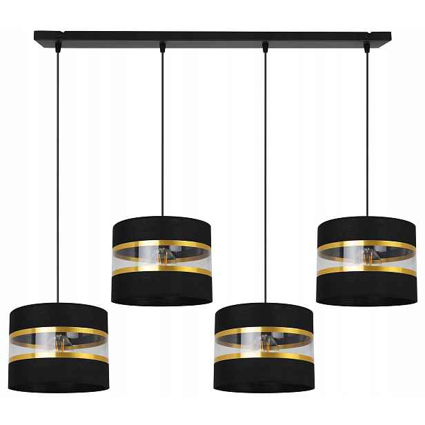 Závěsná Stropní Lampa Lustr Glamour Zlatá Černá Stínidlo Do Pokoje