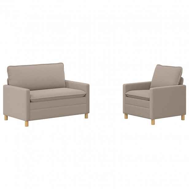vidaXL Set pohovek 2 ks Světle šedá Textil