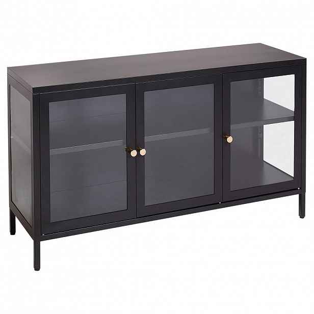 Beliani SIDEBOARD se skleněnými dveřmi Kov 115 cm Černý Newport