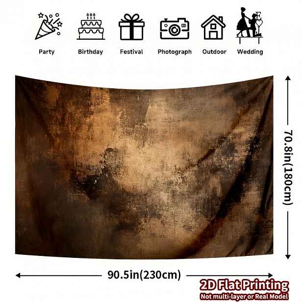 TEMU 2D plochý banner, 2D plochý banner - 2D plochý banner, 2D plochý banner - 1 ks 2D plochý párty banner, vintage hnědé pozadí, svatební