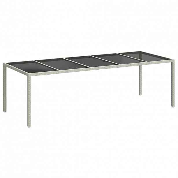 vidaXL Zahradní stůl bílý 250 x 100 x 75 cm polyratan a tvrzené sklo