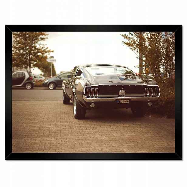 Plakáty v rámu 40x30 Ford Mustang černo-bílé