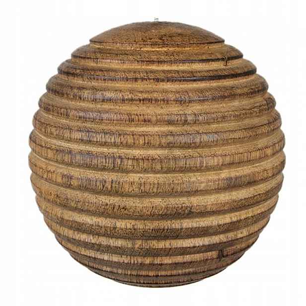 Dřevěná závěsná koule s drážkami – 12 x 12 cm