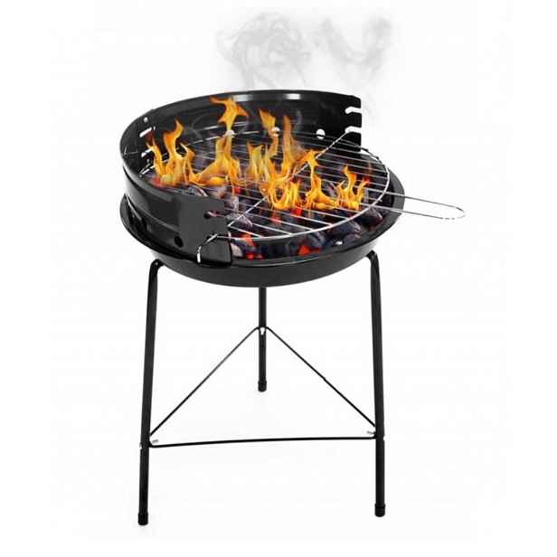 Zahradní Turistický Gril Nastavitelný Chromovaný Rošt Bbq Kulatý