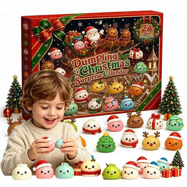 2026 Xmas Adventní kalendář Dumpling Squishy,24d Countdown Fidget