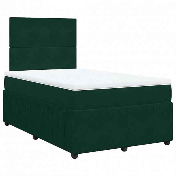 vidaXL Box spring postel s matrací tmavě zelená 120x190 cm samet