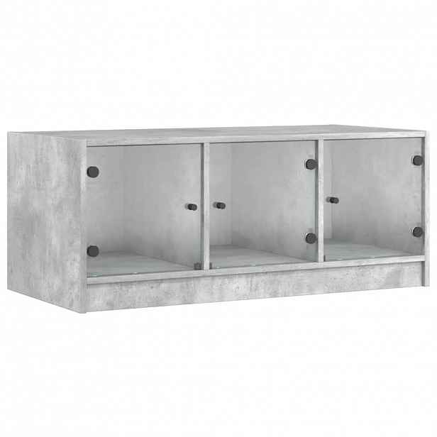 vidaXL Konferenční stolek skleněná dvířka betonově šedý 102x50x42 cm