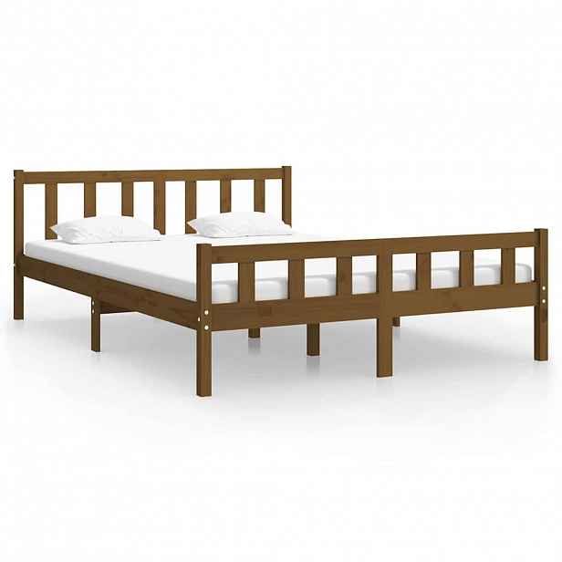 vidaXL Rám postele medově hnědý masivní dřevo 150 x 200 cm King Size