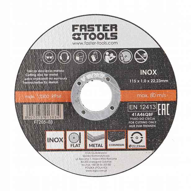 Faster Tools Řezací kotouč na kov Inox 115 x 1,0 50 ks