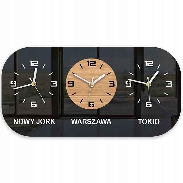 Nástěnné hodiny 3 Časová Pásma Skateboard personalizace 60 x 30 cm
