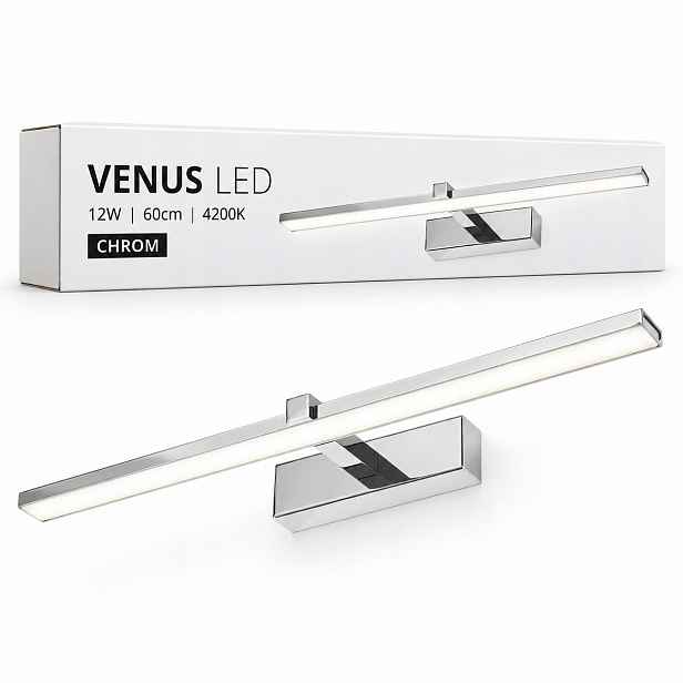 Osvětlení zrcadla Venus Led 12W 60 cm chrom 4200K koupelnové nástěnné svítidlo
