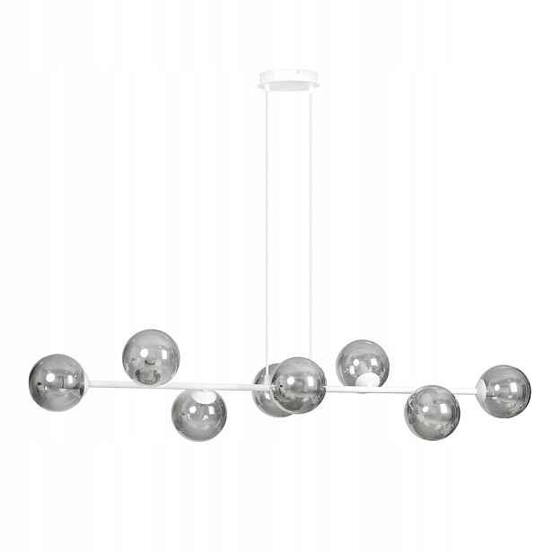 Bílá Závěsná lampa Nice minimalistická skleněná Klosz grafitová 8xE14